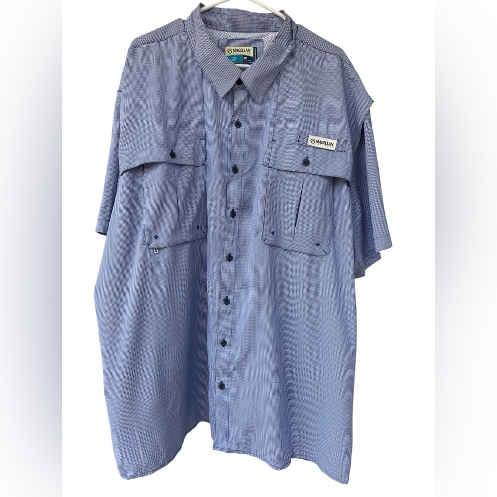 NWT Magellan Outdoors Size 3X Big & Tall  Men's Casual Blue Button Down Shirt
